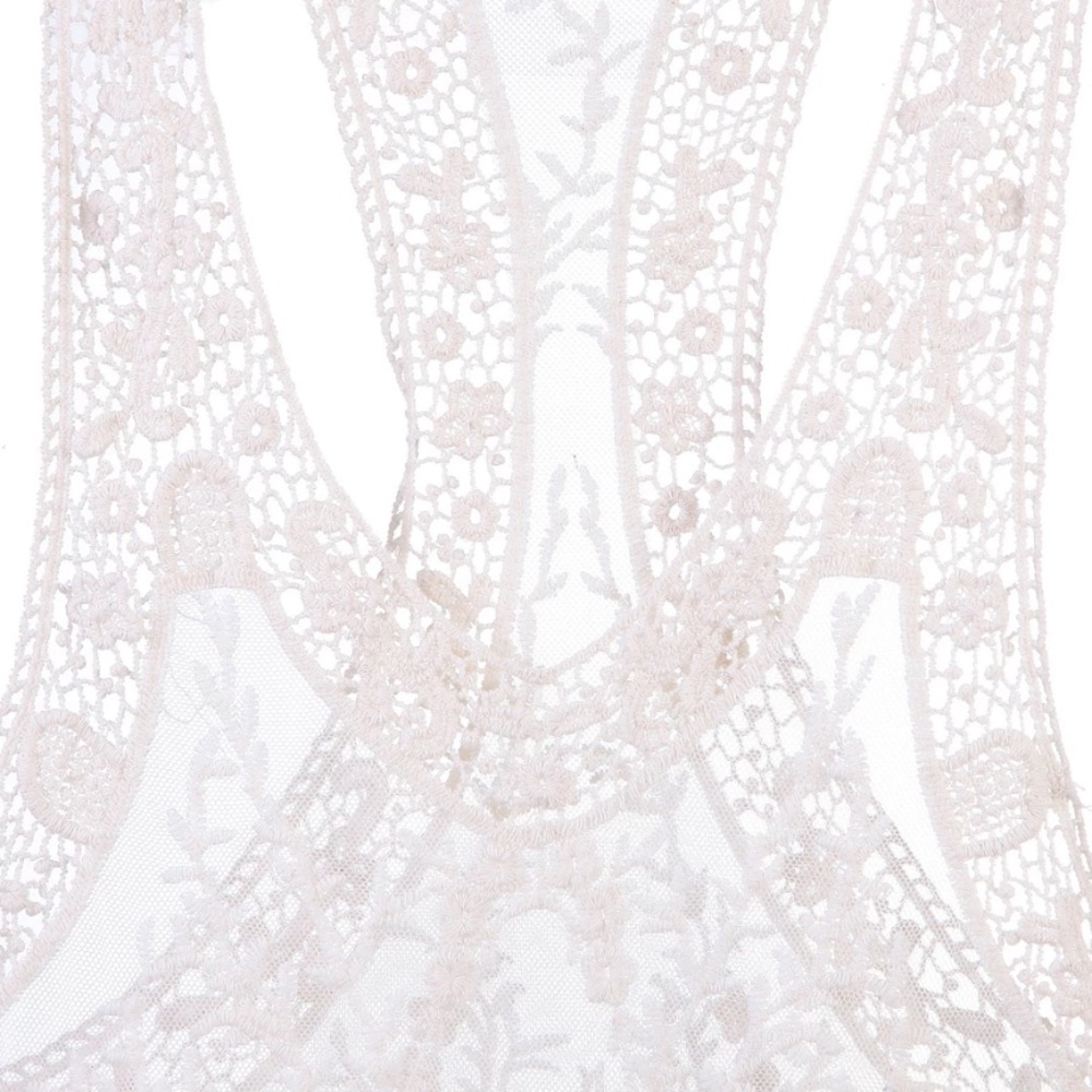 Cream Boho Lace Embroidered Crochet Sheer Coverup - Picture 13 of 13